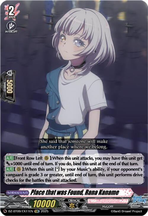 Cardfight Vanguard Trading Card Game Super Brave Detonation EXC Place that was Found, Rana Kaname DZ-BT09/EX11EN、ToyWiz、kayou
