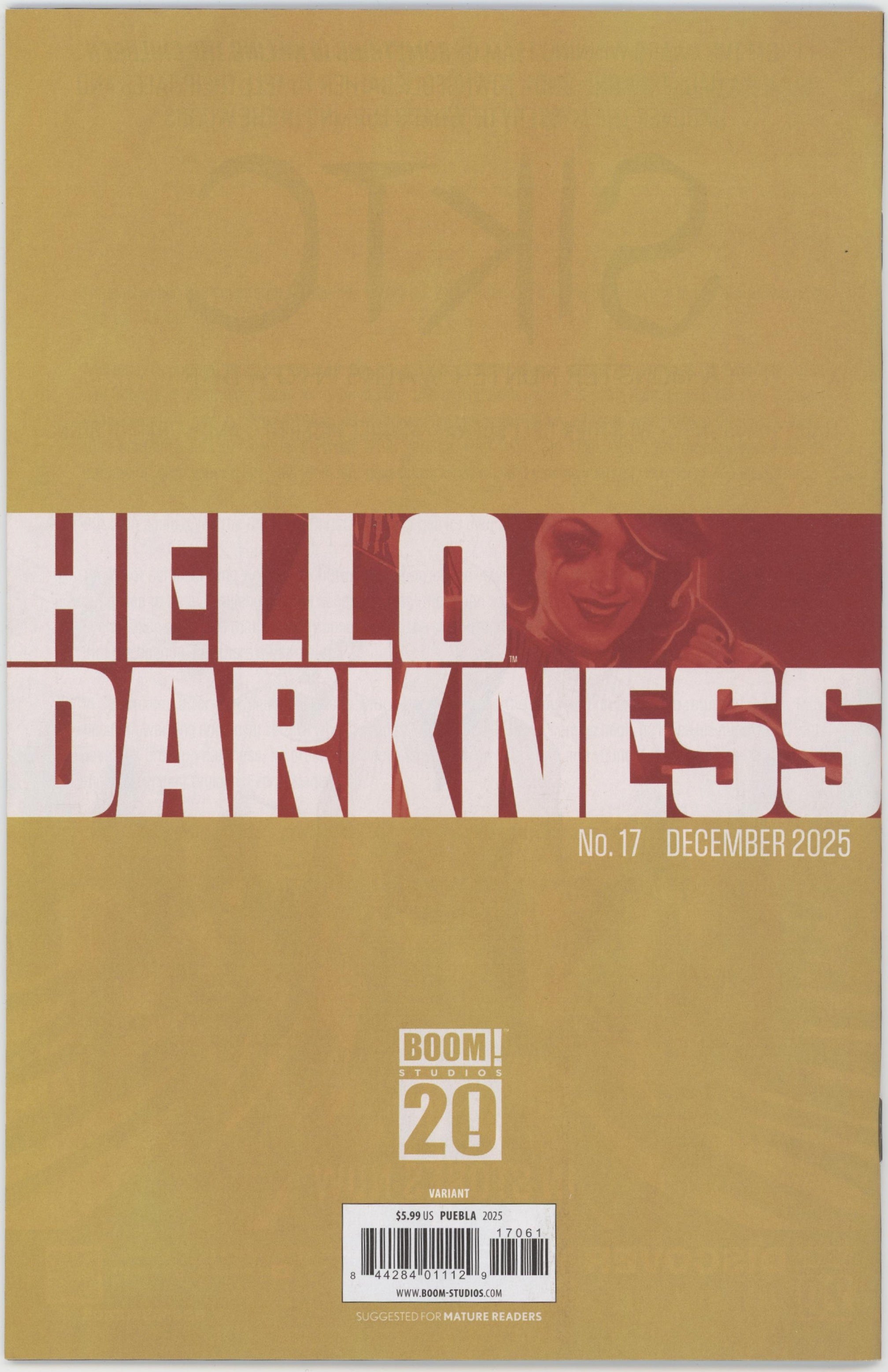 Hello Darkness #17 E 1 in 10 Variant Edition (Full Art, Puebla)、Boom! Entertainment、kayou