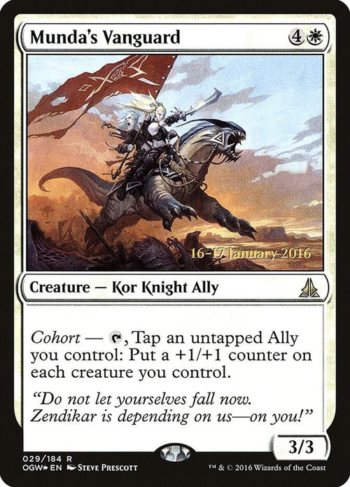 MtG Trading Card Game Oath of the Gatewatch Rare Munda's Vanguard #29 Prerelease Foil、ToyWiz、kayou