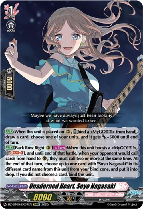 Cardfight Vanguard Trading Card Game Super Brave Detonation EXRRR Unadorned Heart, Soyo Nagasaki DZ-BT09/EX07EN、ToyWiz、kayou