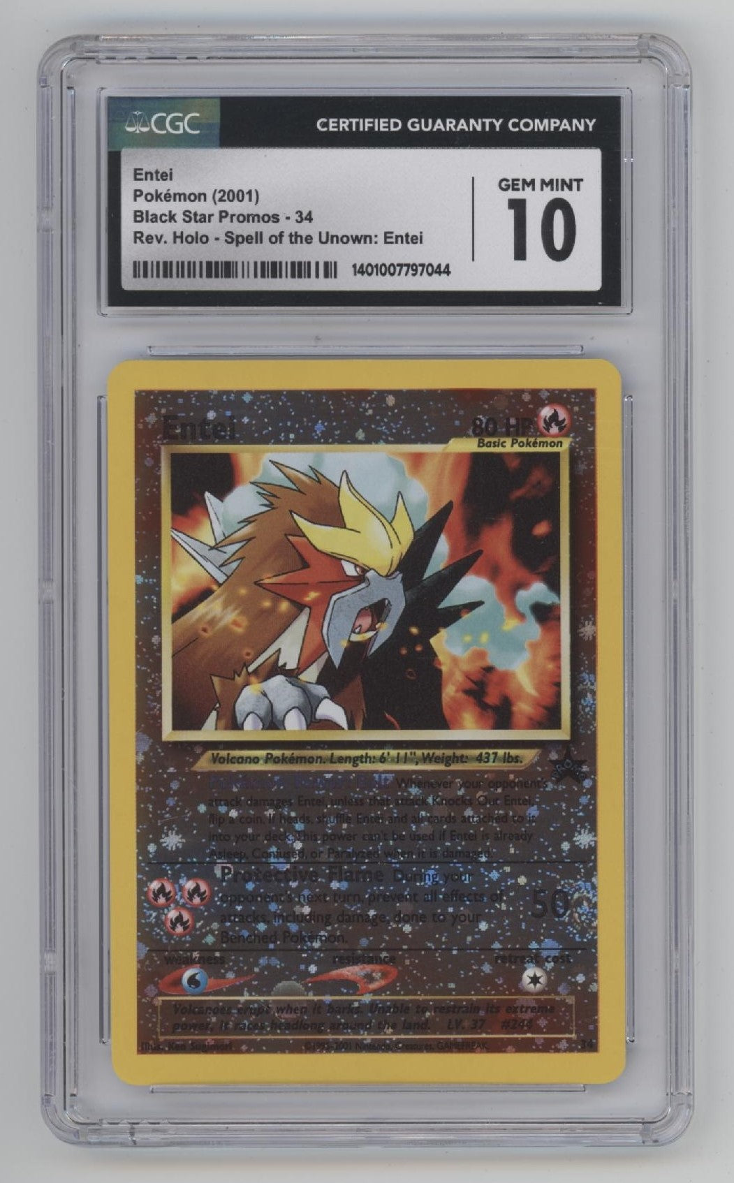 Entei Pokemon Black Star Promos Spell of the Unown Reverse Holo #34 CGC 10、Collector Store LLC Gaming、kayou
