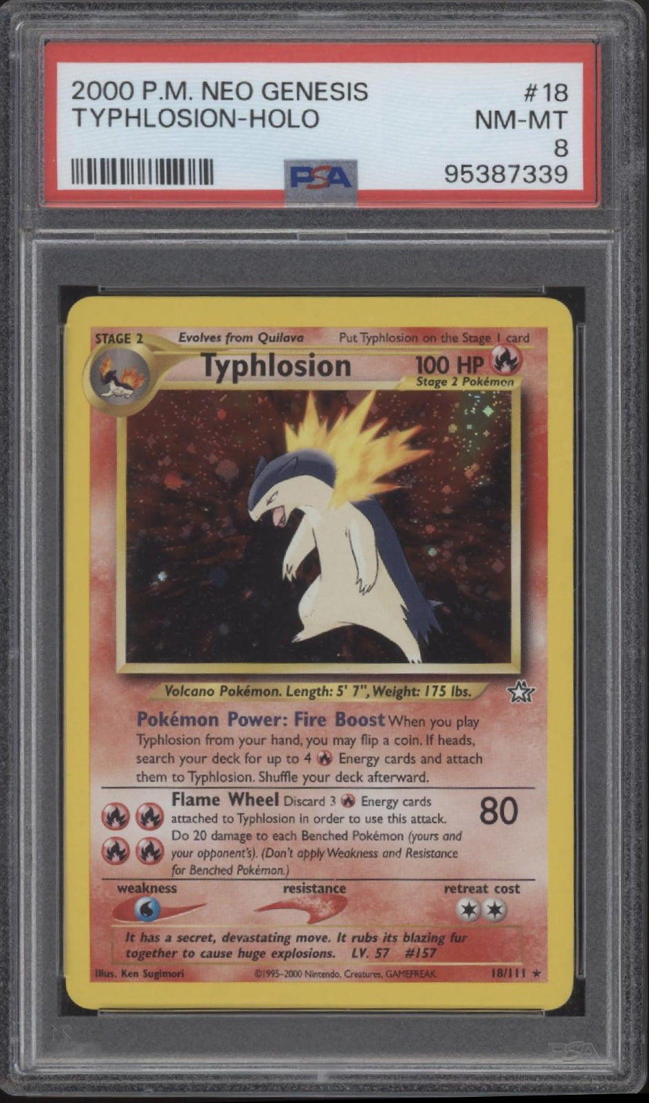 Typhlosion Pokemon Neo Genesis Holo #18 PSA 8、Collector Store LLC Gaming、kayou
