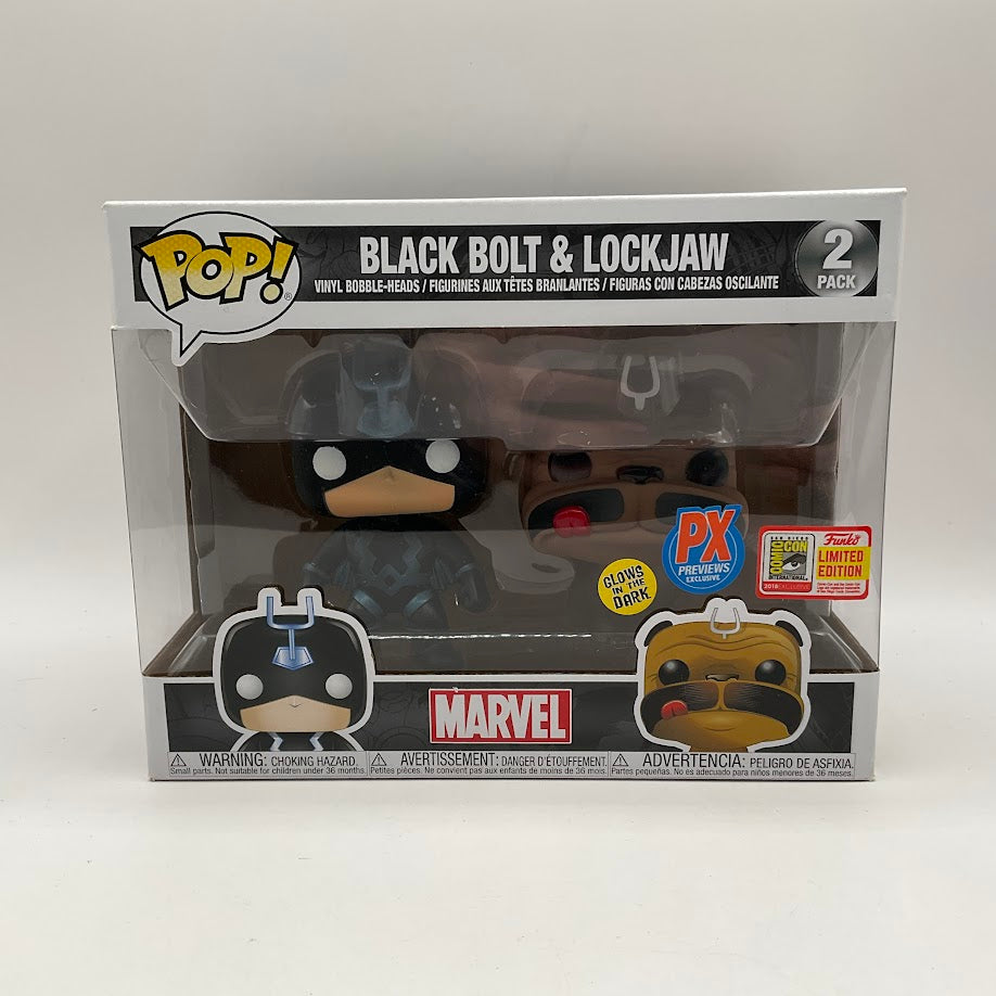 Black Bolt & Lockjaw Funko Pop! Marvel 2 Pack GITD PX Comic Con、Funko、kayou