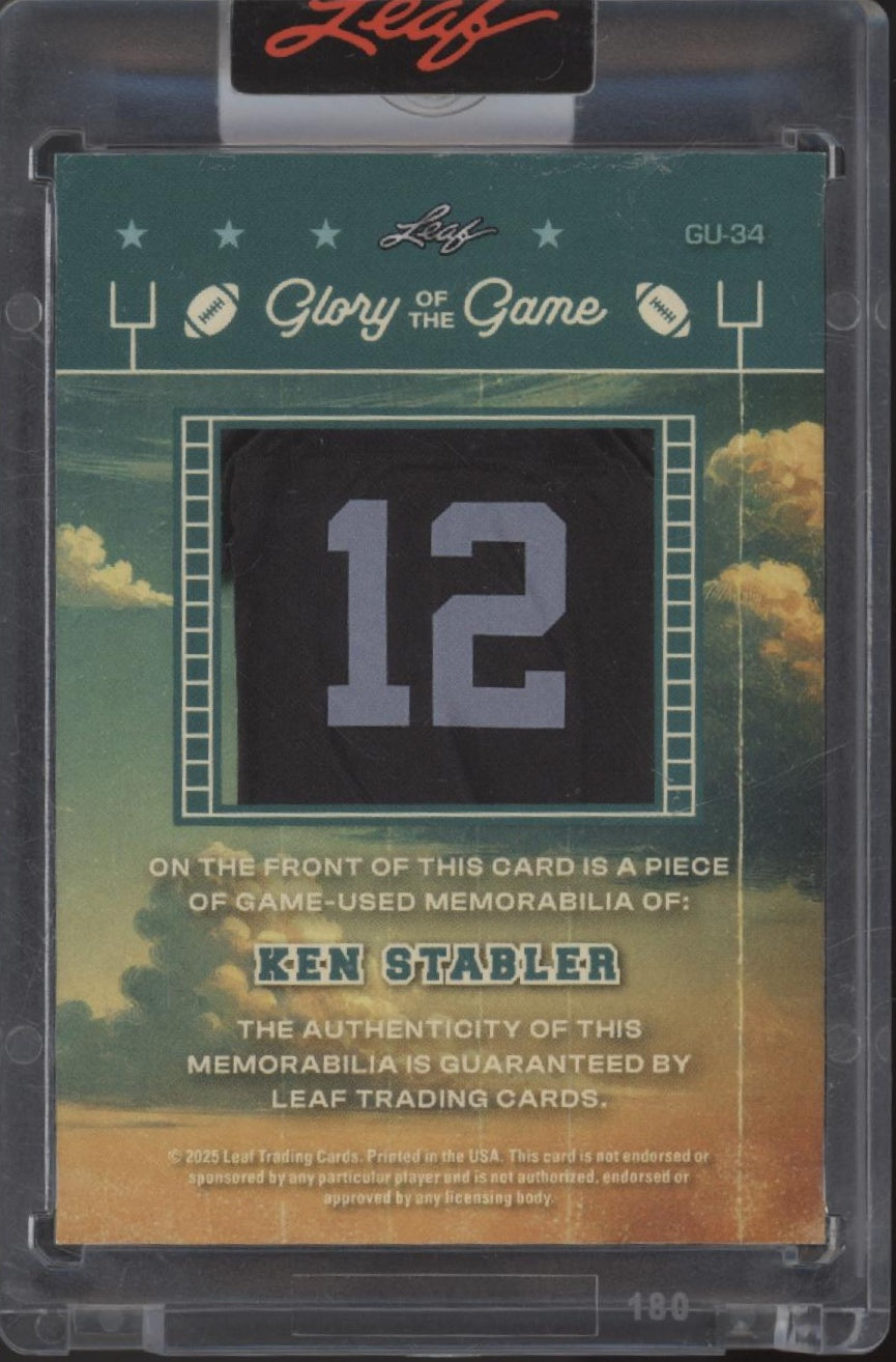 Ken Stabler 2025 Leaf Glory of the Game Swatch 4/7 #GU-34、Collector Store LLC、kayou
