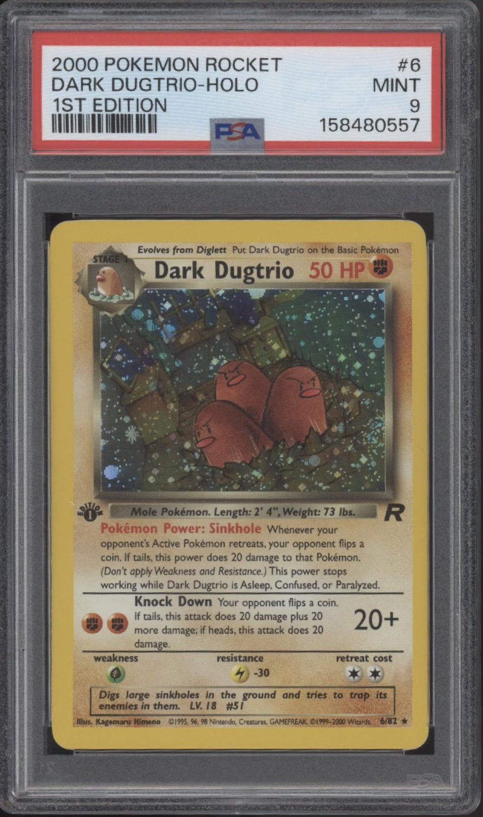 Dark Dugtrio Pokemon Team Rocket Holo 1st Edition #6 PSA 9、Collector Store LLC Gaming、kayou