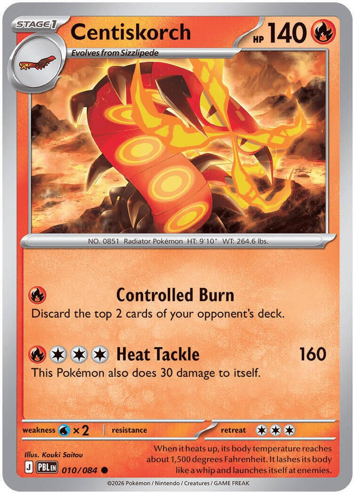 Pokemon Trading Card Game Mega Evolution Pitch Black Common Centiskorch #10、ToyWiz、kayou