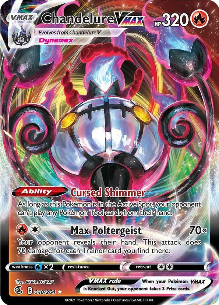 Pokemon Trading Card Game Sword & Shield Fusion Strike Ultra Rare Chandelure VMAX #40 Lightly Played、ToyWiz、kayou