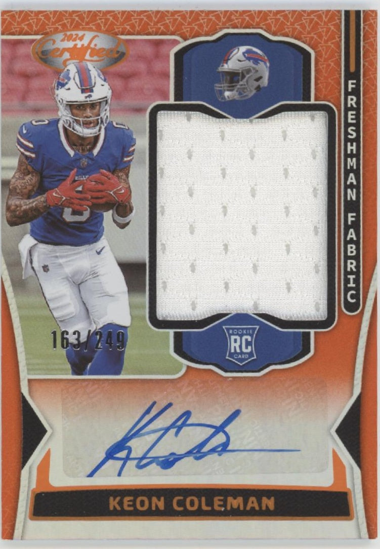 Keon Coleman 2024 Panini Certified Freshman Fabric Orange Swatch RC Auto 163/249、Collector Store LLC、kayou