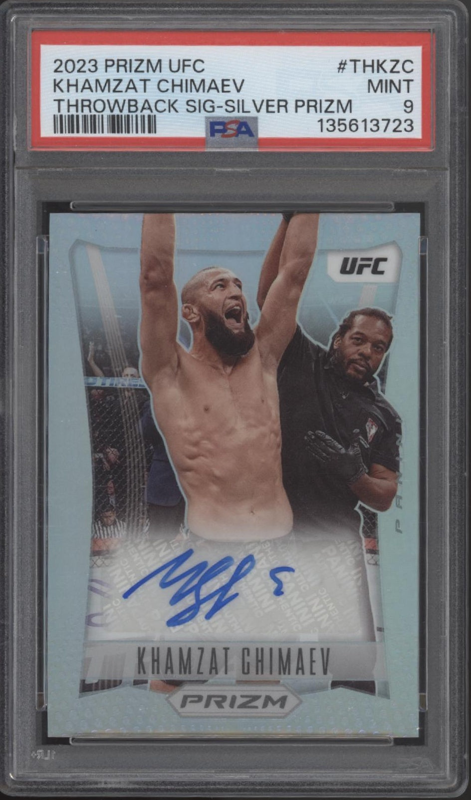 Khamzat Chimaev 2023 Panini Prizm Throwback Signature Silver Prizm Auto PSA 9、Collector Store LLC、kayou