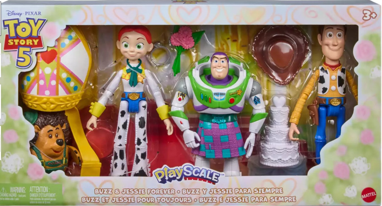 Disney / Pixar Toy Story 5 Playscale Buzz & Jessie Forever Exclusive Action Figure 4-Pack Play Set with Woody, Mr. Pricklepants & Wedding Cake、ToyWiz、kayou