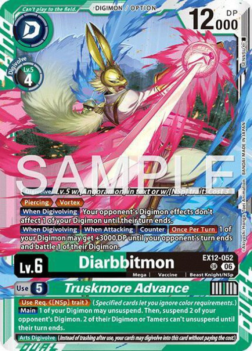Digimon Trading Card Game Digital World Shambala Super Rare Diarbbitmon // Truskmore Advance EX12-052、ToyWiz、kayou