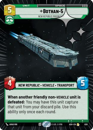 Bothan-5 - New Republic Prison Ship (Hyperspace Foil) (630) - Ashes of the Empire Foil、Fantasy Flight Games、kayou