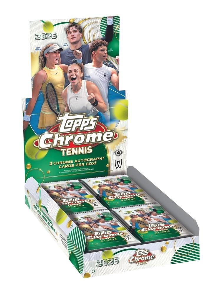 Topps 2026 Chrome Tennis Trading Card HOBBY Box 12 Packs、ToyWiz、kayou