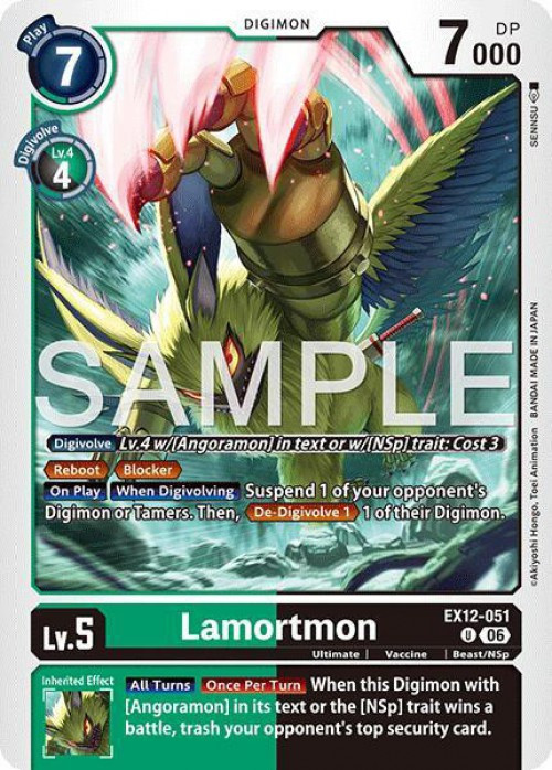Digimon Trading Card Game Digital World Shambala Uncommon Lamortmon EX12-051、ToyWiz、kayou