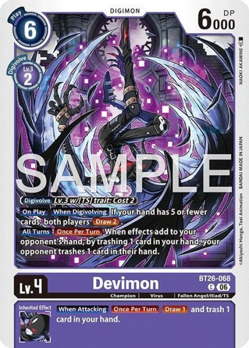 Digimon Trading Card Game Timeless Bonds Common Devimon BT26-068、ToyWiz、kayou