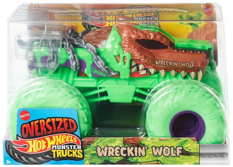 Hot Wheels Monster Trucks Oversized Wreckin' Wolf Diecast Car、ToyWiz、kayou