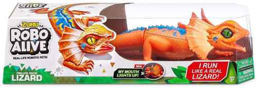 Robo Alive Frilled Neck Lizard Robotic Pet Figure Orange, Damaged Package、ToyWiz、kayou