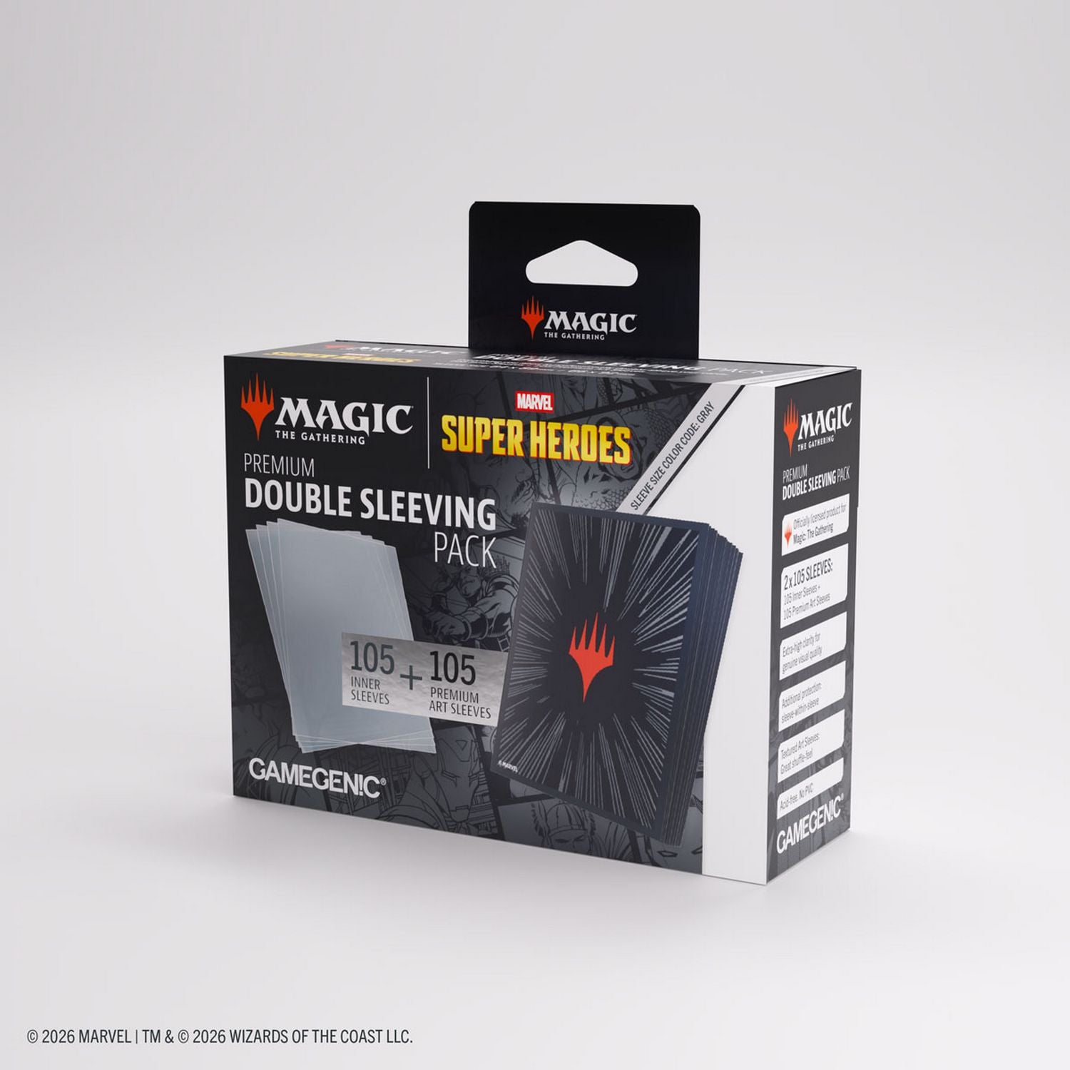 Gamegenic: Magic the Gathering | Marvel Super Heroes Premium Double Sleeving Pack 100 (Comic Burst Black)、Gamegenic、kayou