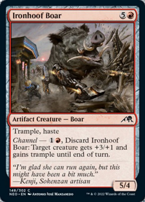 MtG Trading Card Game Kamigawa Neon Dynasty Common FOIL Ironhoof Boar #148、ToyWiz、kayou