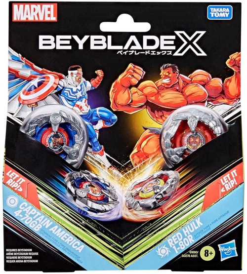 Beyblade X Marvel Captain America 4-70GB & Red Hulk 1-80R Dual Pack Set、ToyWiz、kayou