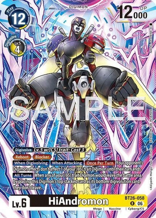 Digimon Trading Card Game Timeless Bonds Rare HiAndromon BT26-058、ToyWiz、kayou