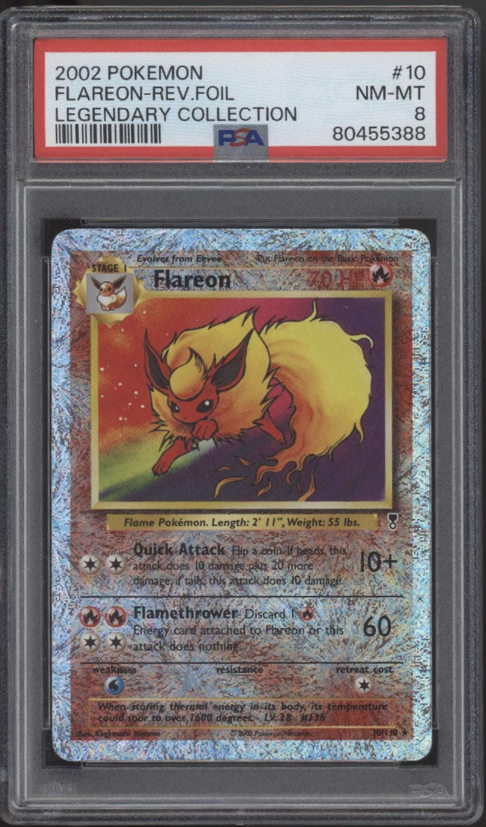 Flareon Pokemon Legendary Collection Reverse Foil #10 PSA 8、Collector Store LLC Gaming、kayou