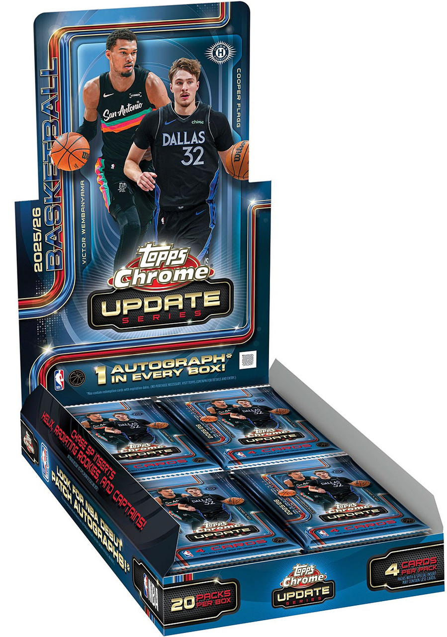 NBA Topps 2025-26 Chrome Update Basketball Trading Card HOBBY Box 20 Packs, 1 Autograph、ToyWiz、kayou