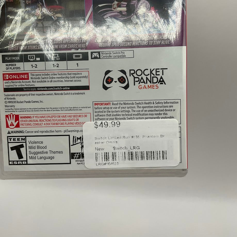 Phantom Breaker Omnia Nintendo Switch Sealed、Collector Store LLC - VG、kayou