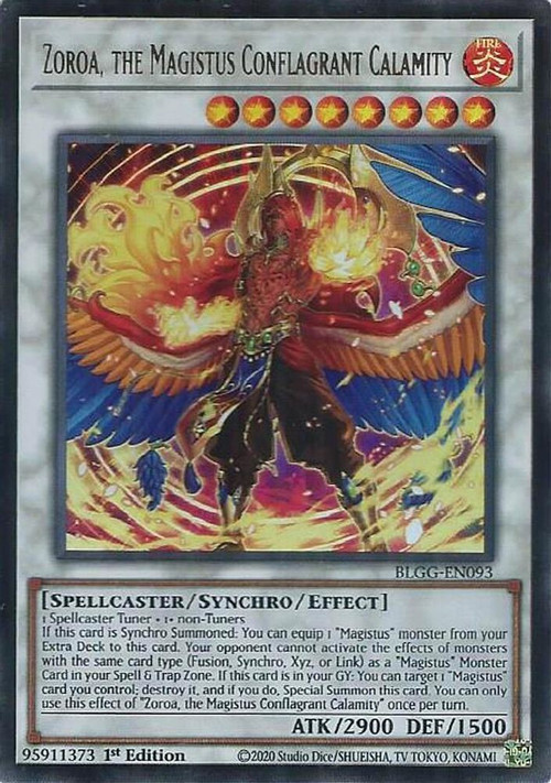 YuGiOh Trading Card Game Battles of Legend: Glorious Gallery Ultra Rare Zoroa, the Magistus Conflagrant Calamity BLGG-EN093、ToyWiz、kayou