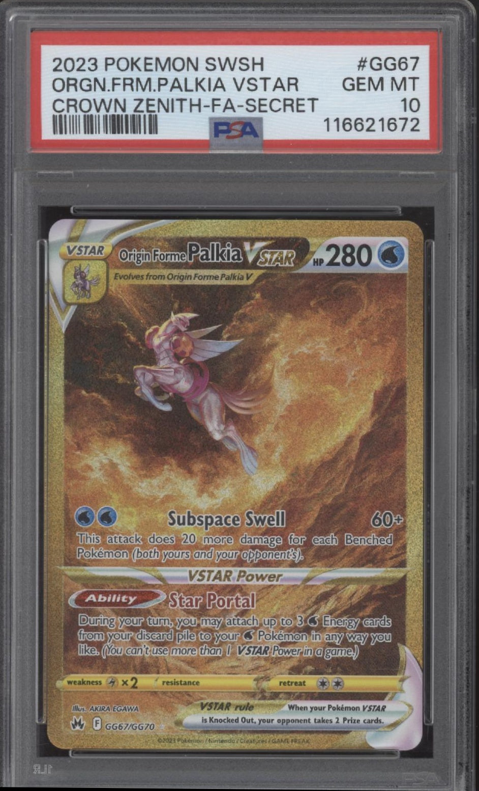 Origin Forme Palkia VSTAR Pokemon Crown Zenith Full Art Secret #GG67 PSA 10 #1、Collector Store LLC Gaming、kayou