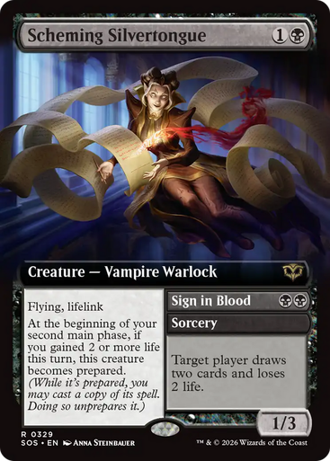 Scheming Silvertongue // Sign in Blood (Extended Art Foil) | Secrets of Strixhaven、Magic: The Gathering、kayou