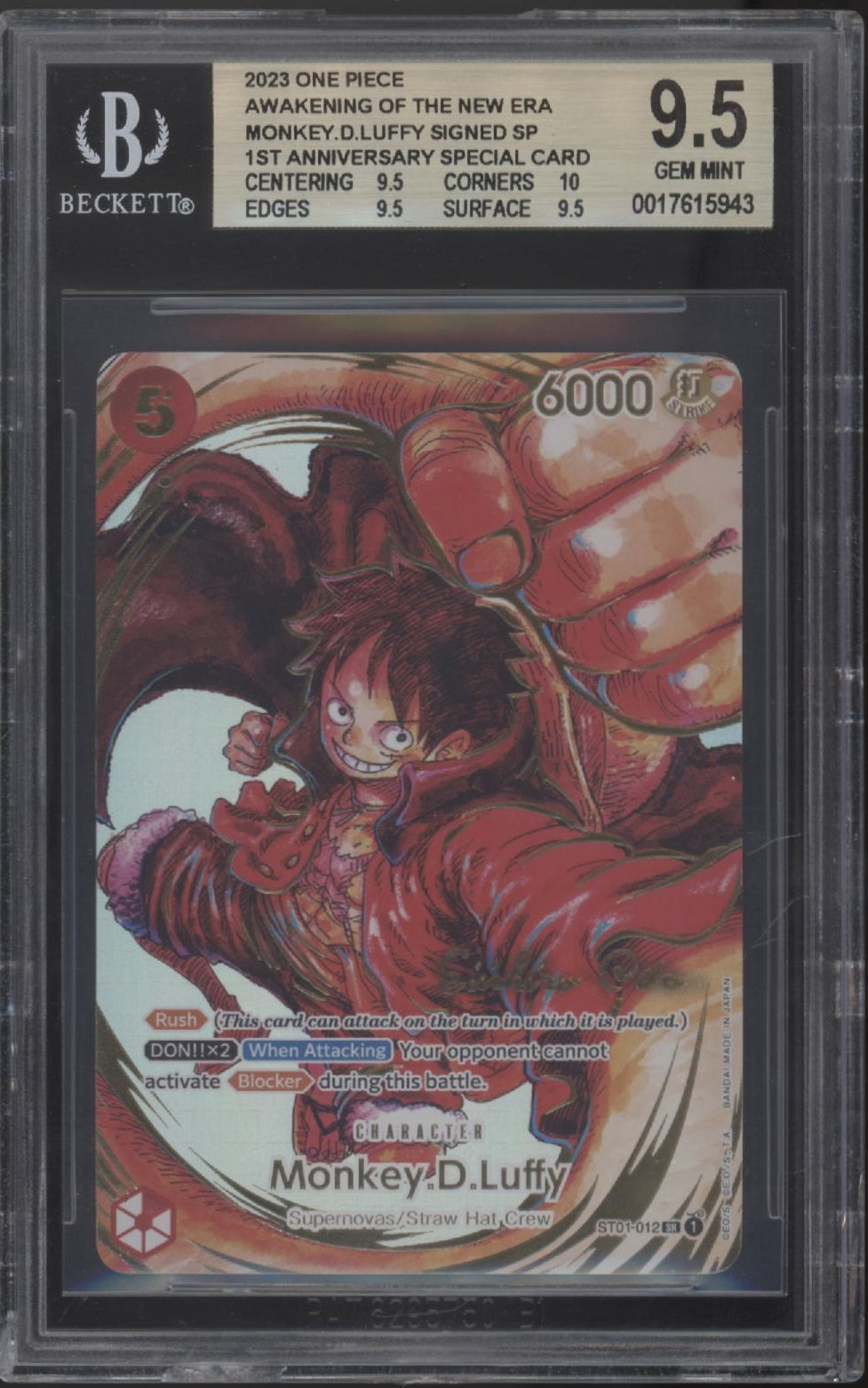 Monkey D Luffy One Piece Awakening of the New Era 1st Anniversary Beckett 9.5、Collector Store LLC Gaming、kayou