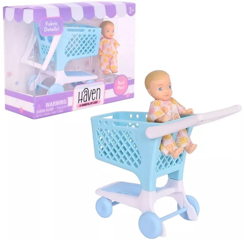 Haven Shopping Cart with Baby Mini Doll Blue、ToyWiz、kayou