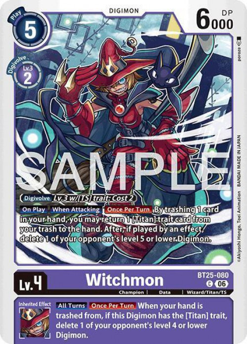 Digimon Trading Card Game Dual Revolution Common Witchmon BT25-080、ToyWiz、kayou