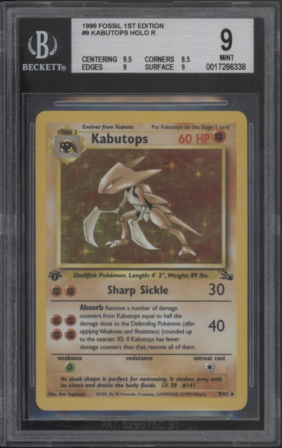 Kabutops Pokemon Fossil Holo 1st Edition #9 Beckett 9、Collector Store LLC Gaming、kayou