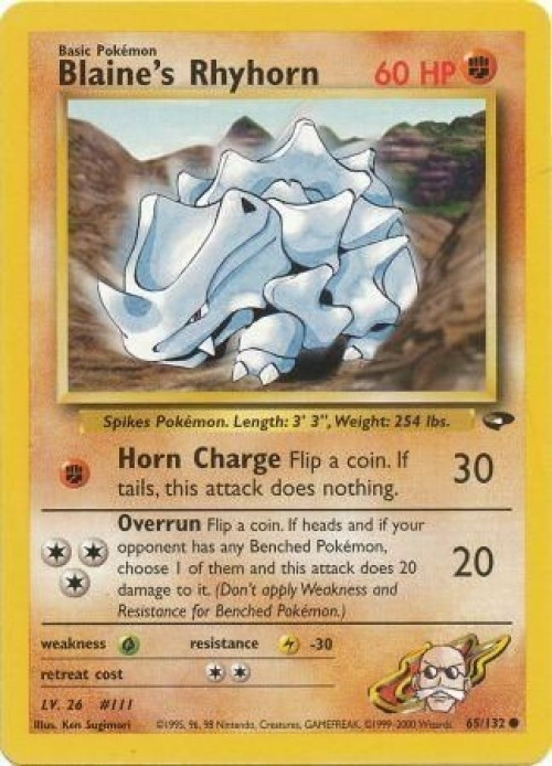 Pokemon Gym Challenge Common Blaine's Rhyhorn #65 1st Edition、ToyWiz、kayou