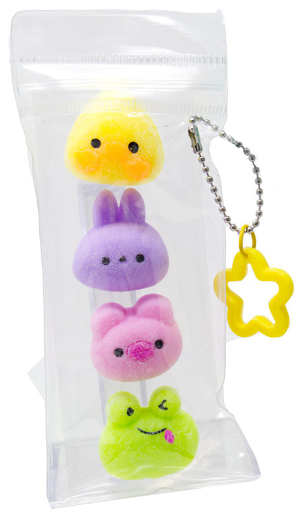 Taba-Licious Teenies Chick, Bunny, Pig & Frog 1.25-Inch Squishy Squeeze Toy 4-Pack、ToyWiz、kayou