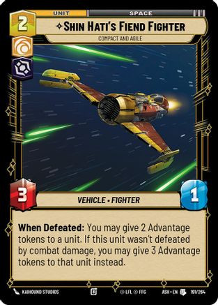 Shin Hati's Fiend Fighter - Compact and Agile (191/264) - Ashes of the Empire、Fantasy Flight Games、kayou