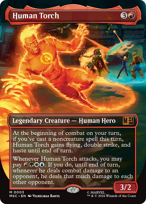Human Torch (Borderless Art Foil) | Marvel Super Heroes Commander、Magic: The Gathering、kayou