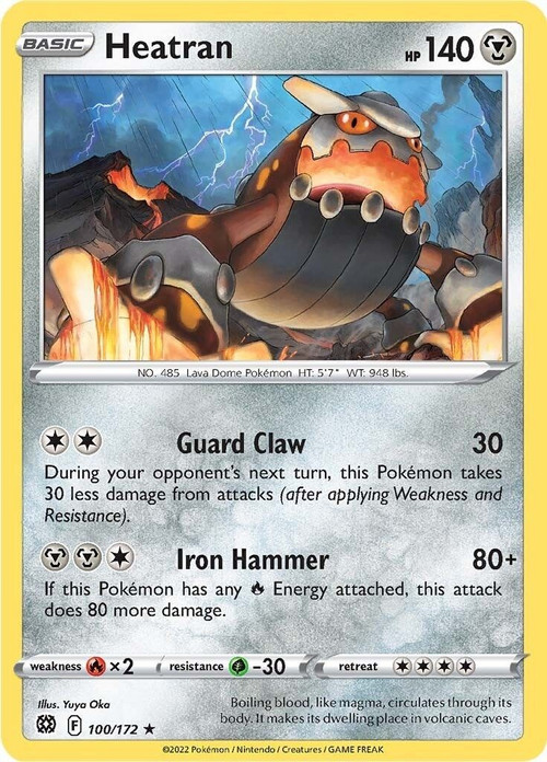 Pokemon Trading Card Game Sword & Shield Brilliant Stars Rare Heatran #100 Reverse Holo、ToyWiz、kayou