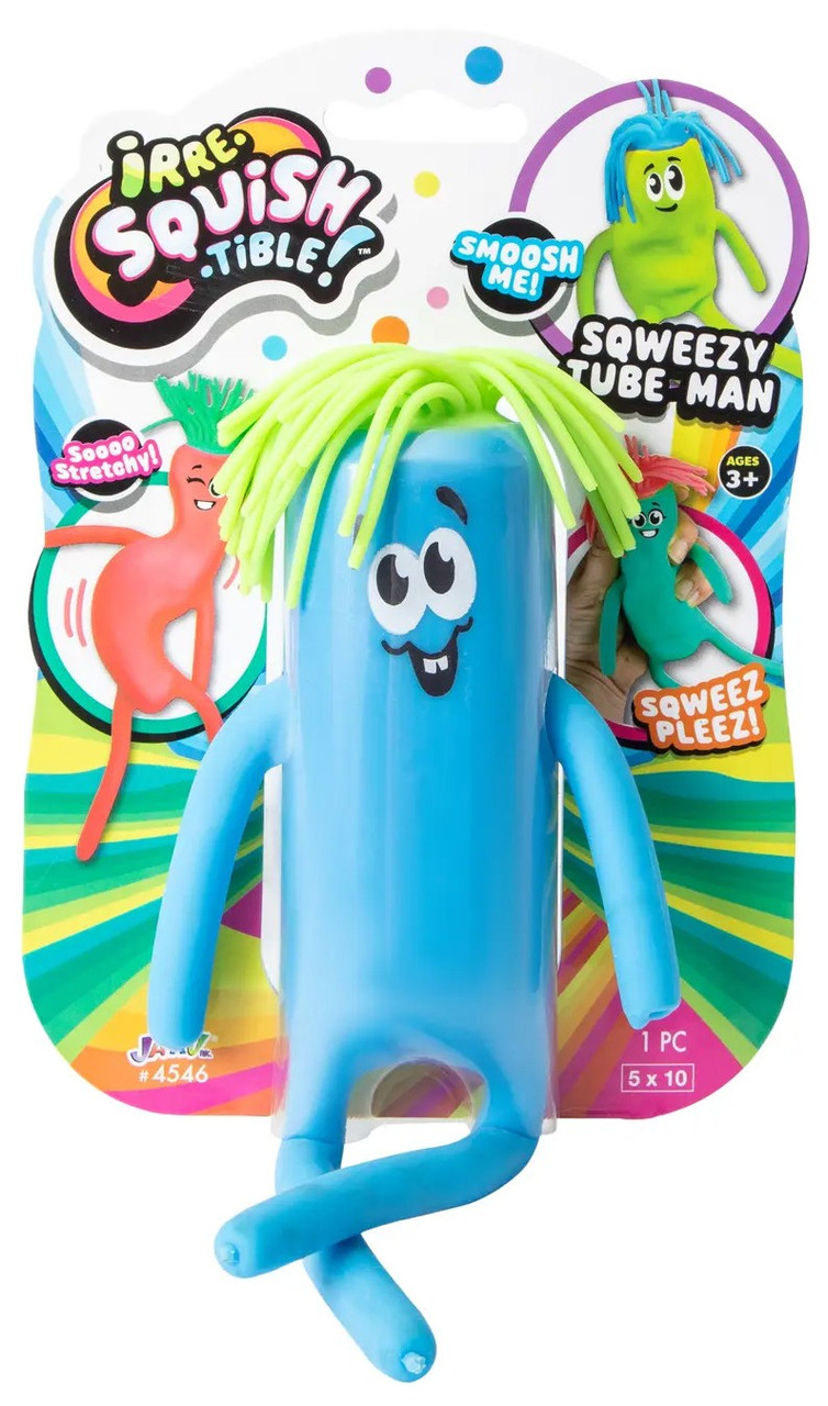 Irre-Squish-Tible! Sqweezy Tube Man BLUE & GREEN Squishy Toy、ToyWiz、kayou