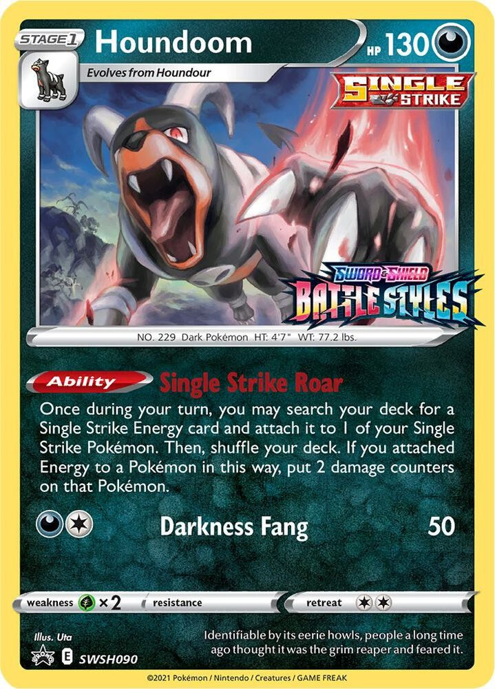 Pokemon Trading Card Game Sword & Shield Promo Houndoom SWSH090 Battle Styles Stamp、ToyWiz、kayou