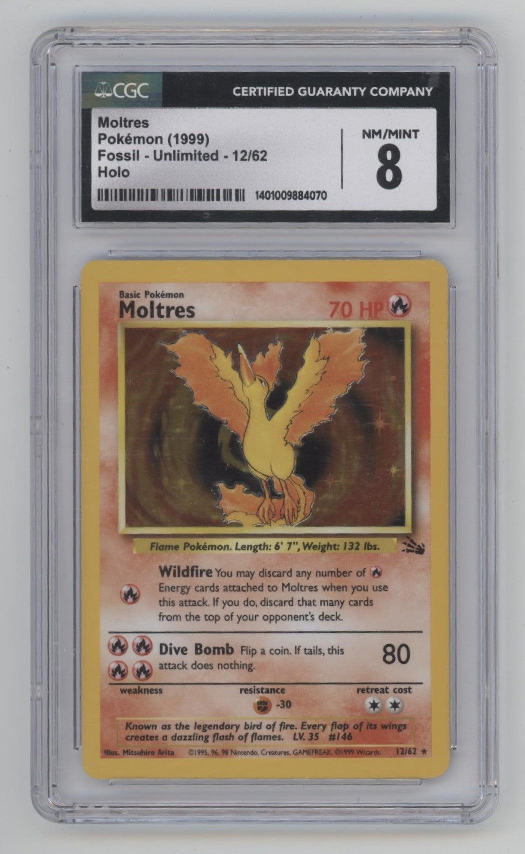 Moltres Pokemon Fossil Holo #12 CGC 8、Collector Store LLC Gaming、kayou