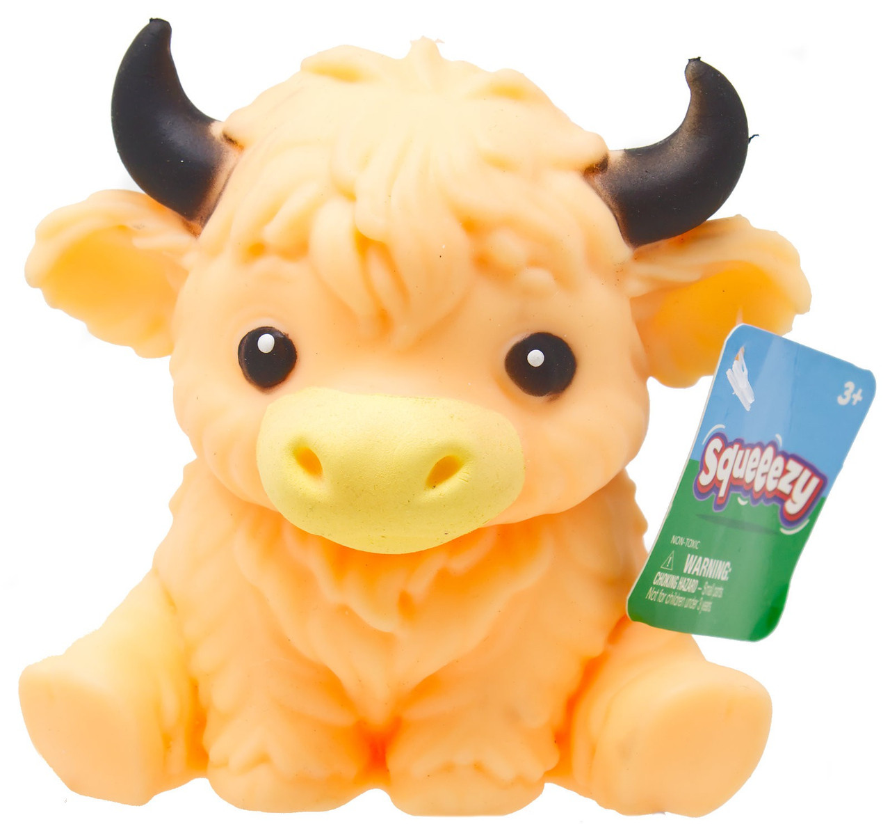 Squeeezy Highland Cow BEIGE 4.5-Inch Squeeze Toy、ToyWiz、kayou