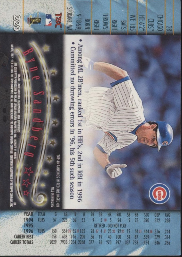 Ryne Sandberg 1997 Topps Stadium Club Matrix #229、Collector Store LLC、kayou
