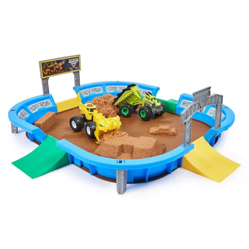 Monster Jam Monster Dirt Arena Exclusive Playset Includes Dirt Squad Scoopz & Axel, Damaged Package、ToyWiz、kayou