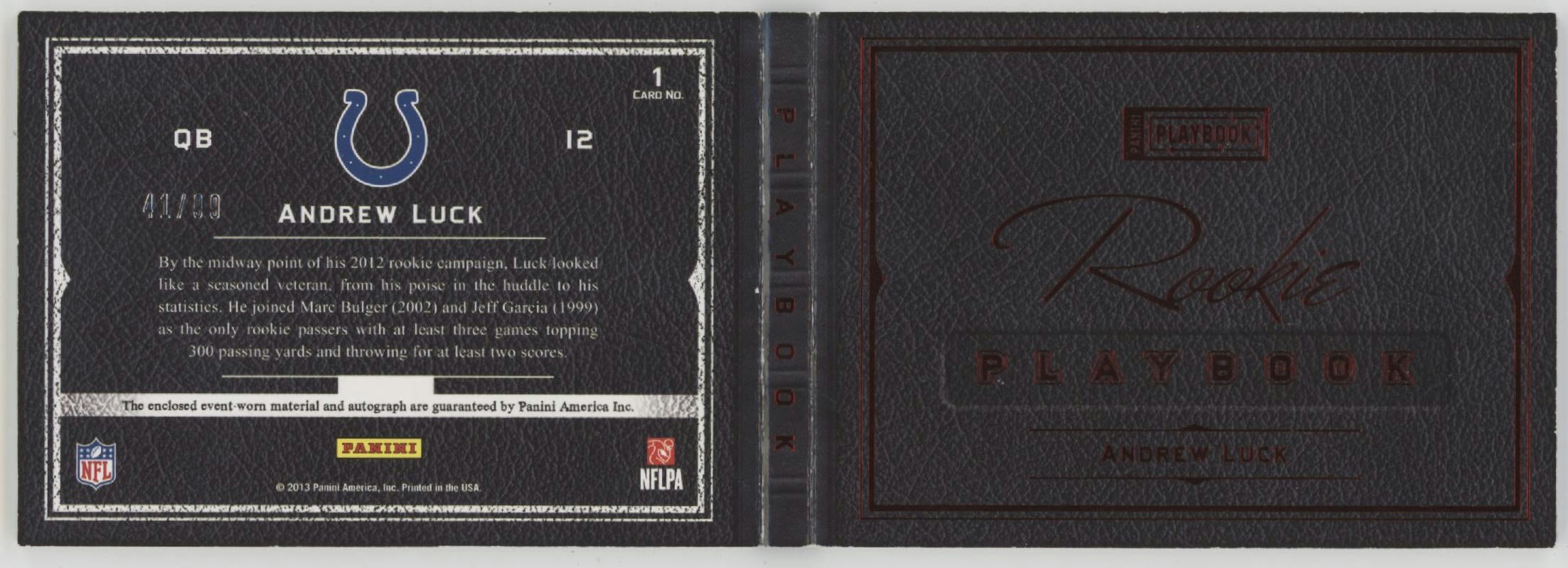 Andrew Luck 2013 Panini Playbook Red Swatch Auto 41/99 #1、Collector Store LLC、kayou