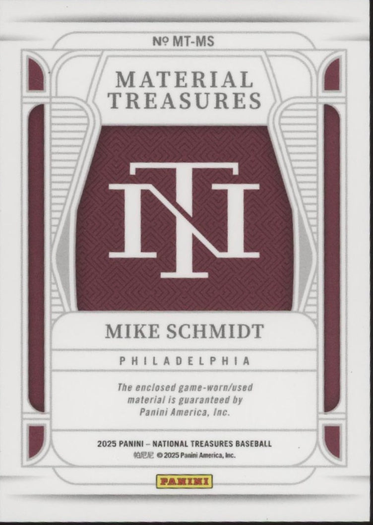 Mike Schmidt 2025 Panini National Treasures Swatch 06/10 #MT-MS、Collector Store LLC、kayou