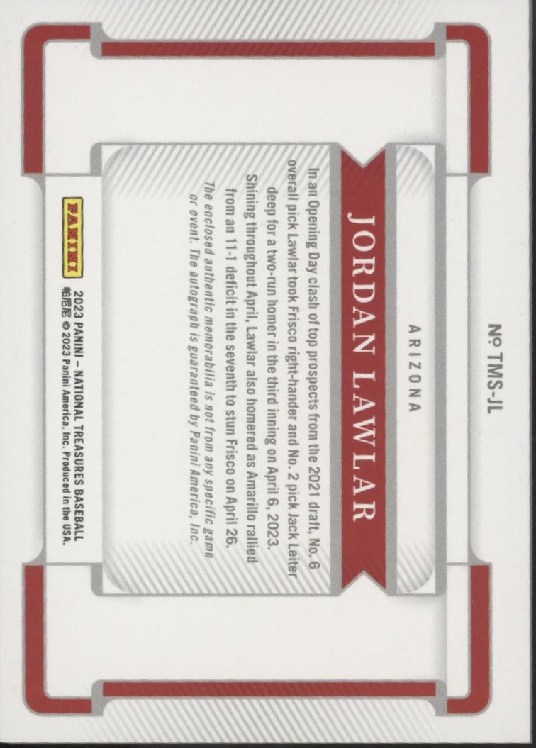 Jordan Lawlar 2023 Panini National Treasures Treasured Swatch Auto 10/25 #TMS-JL、Collector Store LLC、kayou