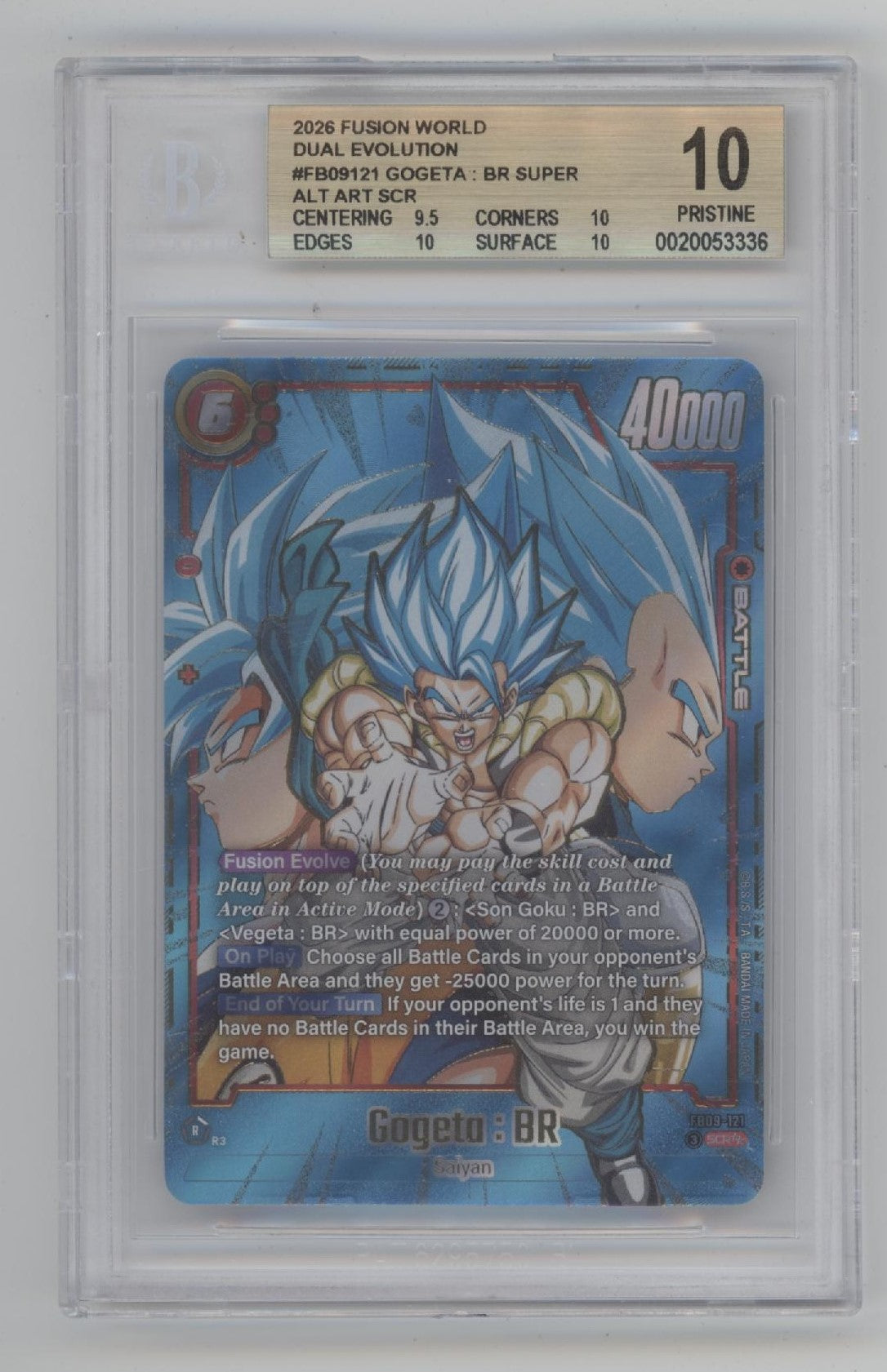 Gogeto BR Dragon Ball Super Dual Evolution Alt Art Beckett 10 Pristine、Collector Store LLC Gaming、kayou